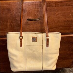 Dooney & Bourke Tan Leather Tote with Brown Straps